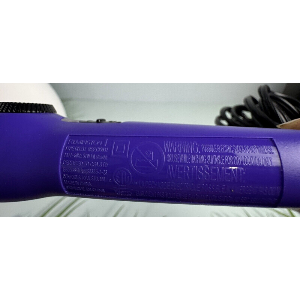 Remington 1 1/4" Ceramic Clipped Curling Iron Wand Relaxed Curls Purple - Picture 7 of 10